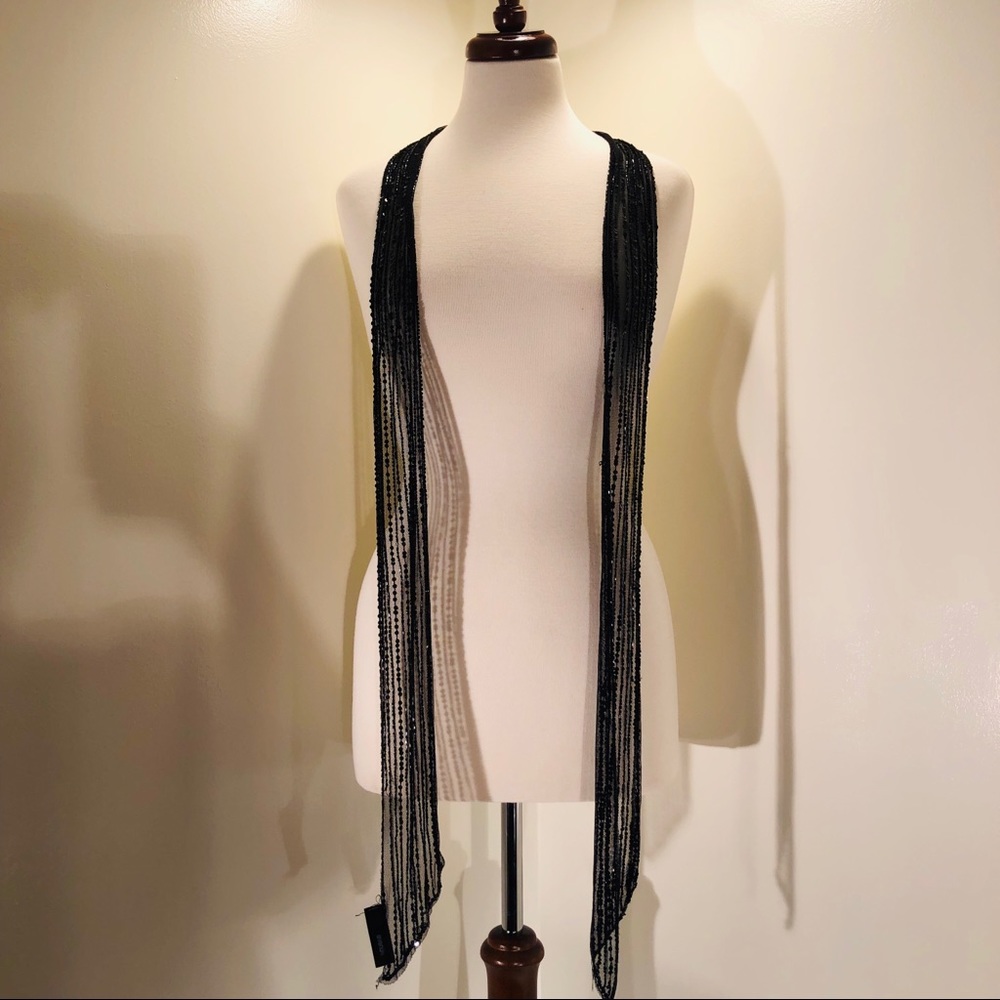 Black Sequin drop scarf